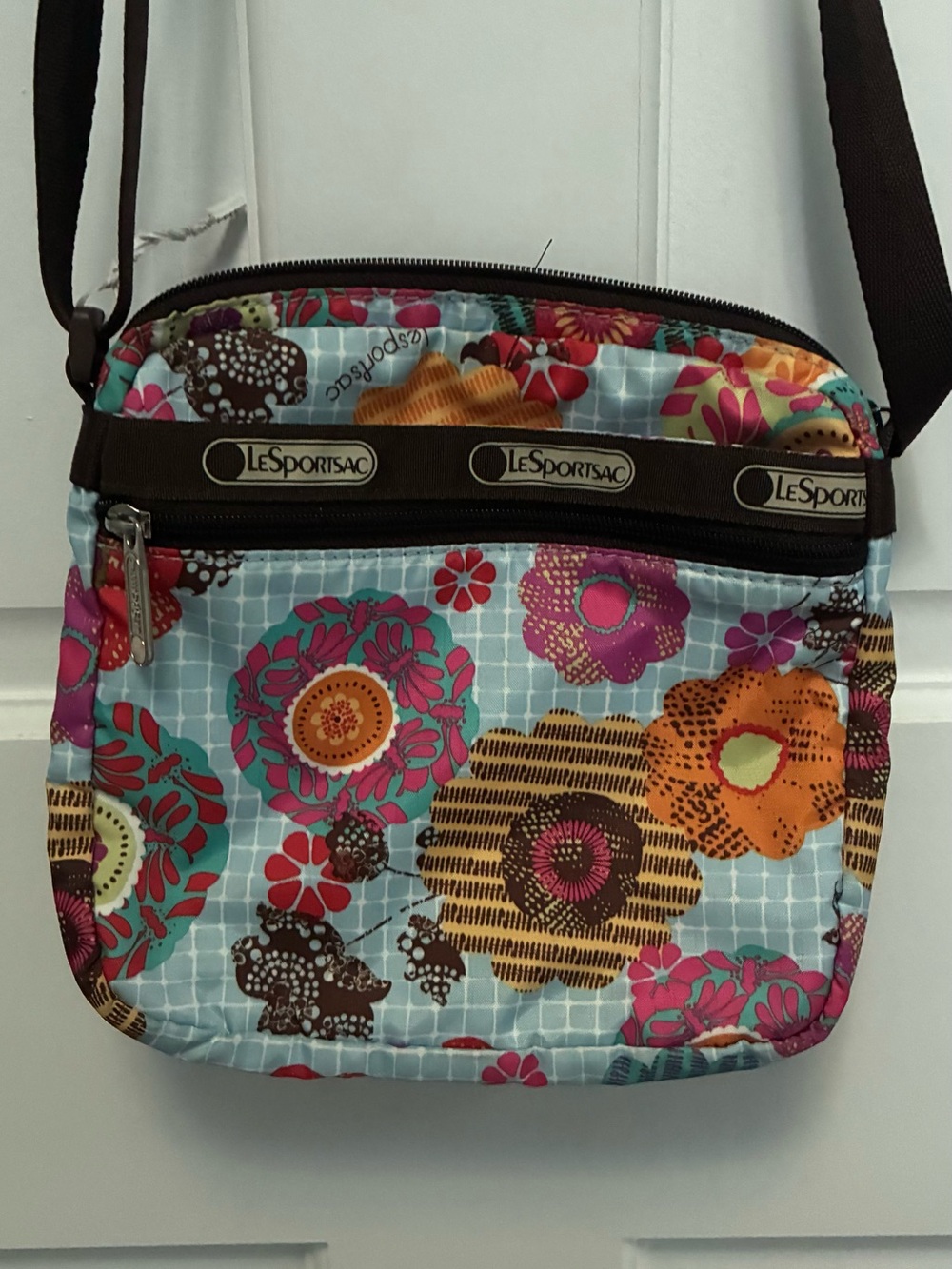 Lesportsac Floral Crossbody in Light Blue with Multicolor Flowers